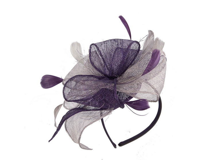 Purple and silver racing fascinator - Hats From OZ