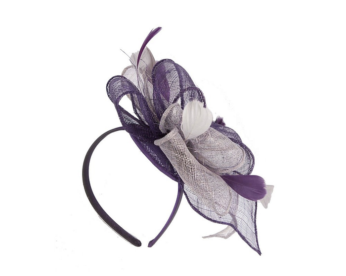 Purple and silver racing fascinator - Hats From OZ