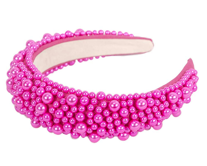 Fuchsia pearl fascinator headband by Cupids Millinery - Hats From OZ