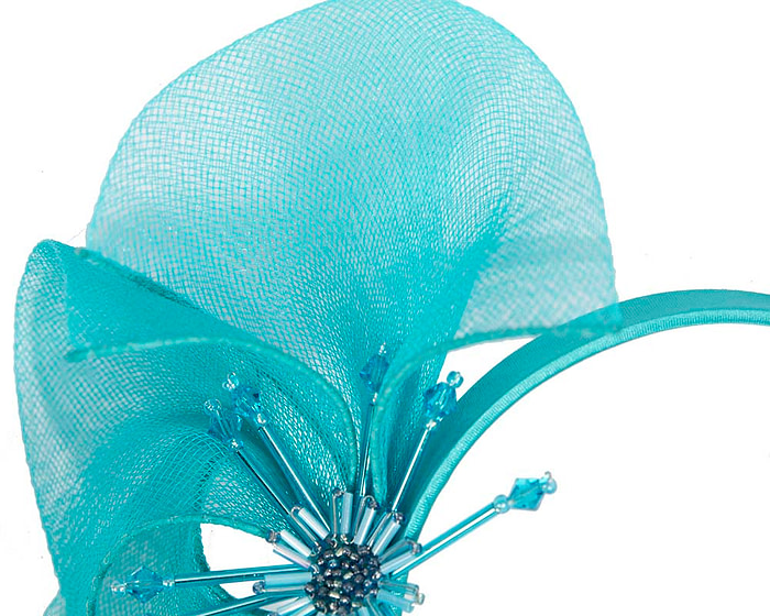 Bespoke turquoise flower headband by Cupids Millinery - Hats From OZ