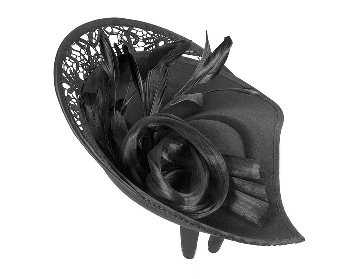 Bespoke black winter fascinator by Fillies Collection - Hats From OZ