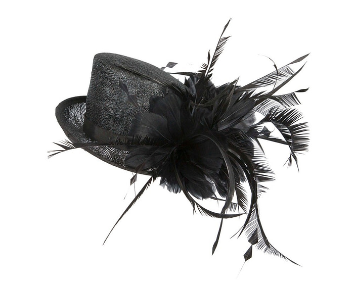 Black sinamay and feathers fascinator - Hats From OZ