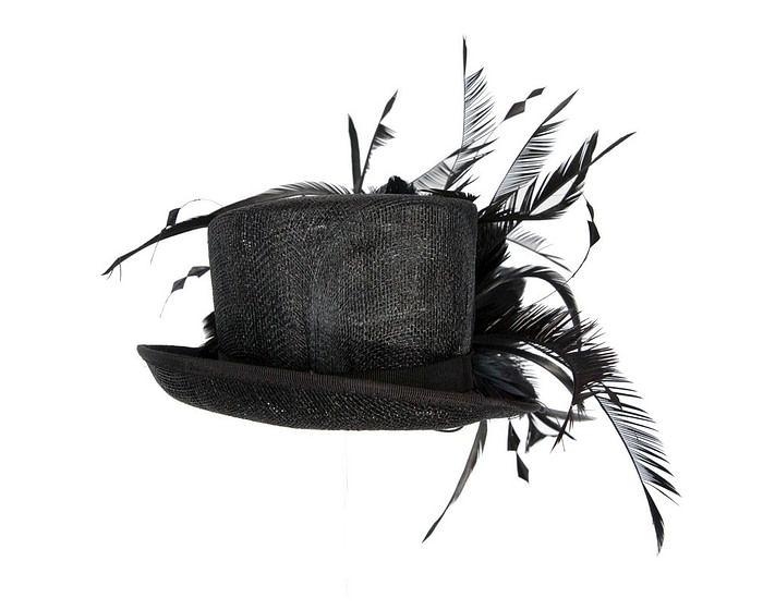 Black sinamay and feathers fascinator - Hats From OZ