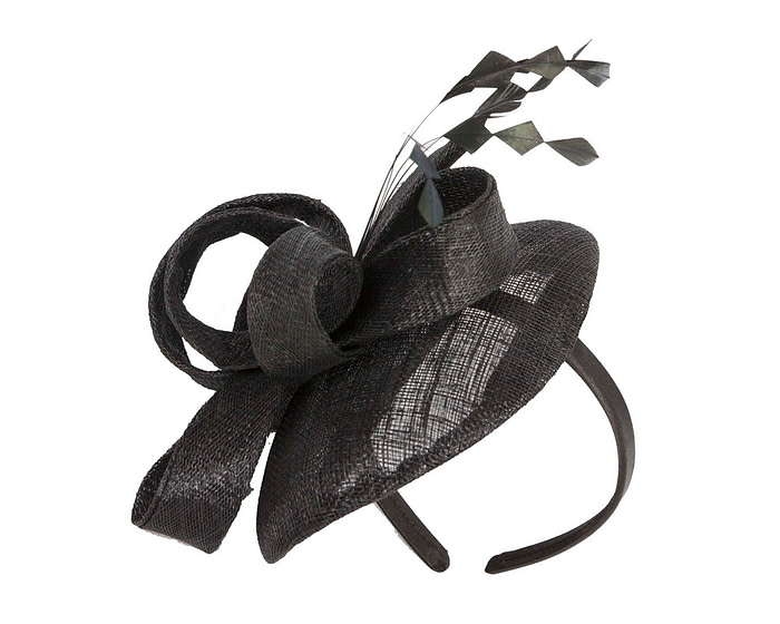 Black sinamay racing fascinator - Hats From OZ