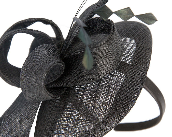 Black sinamay racing fascinator - Hats From OZ