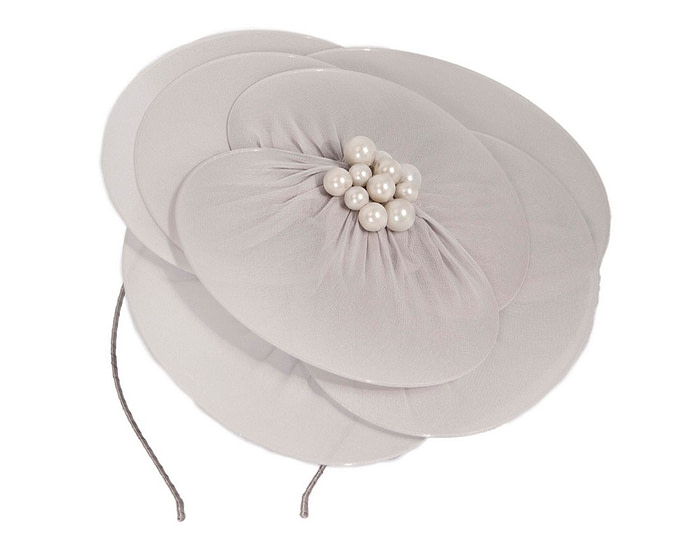 Large silver flower fascinator - Hats From OZ