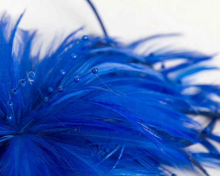 Royal blue custom made feather fascinator comb - Hats From OZ