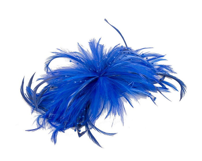 Royal blue custom made feather fascinator comb - Hats From OZ