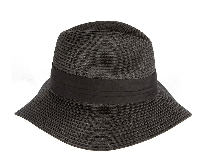 Unisex Black Wide Brim Summer Fedora Hat AV61674B - Hats From OZ