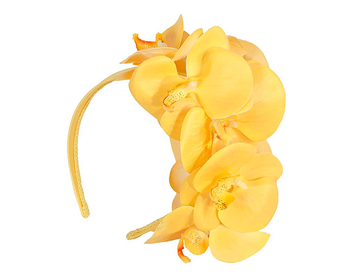 Bespoke yellow orchid flower headband by Fillies Collection - Hats From OZ