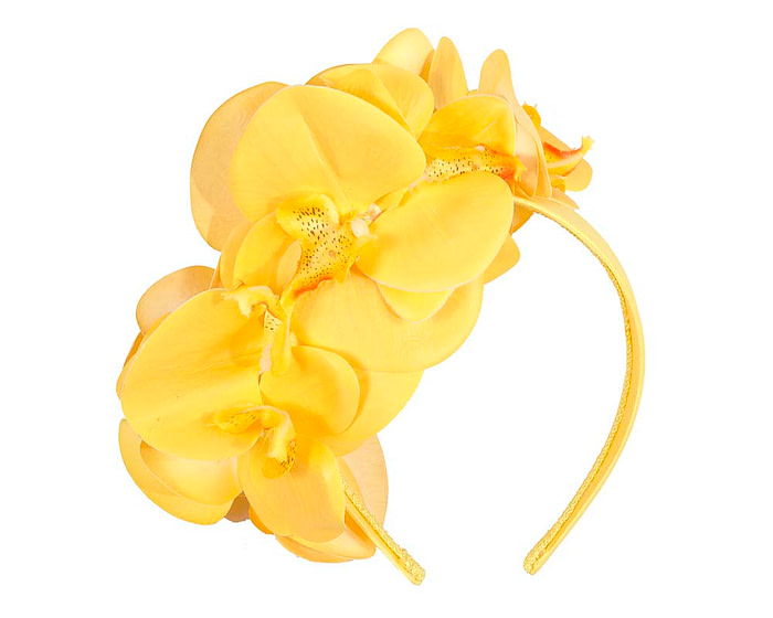 Bespoke yellow orchid flower headband by Fillies Collection - Hats From OZ