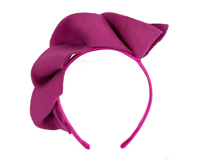 Twisted fuchsia felt winter racing fascinator by Max Alexander - Hats From OZ