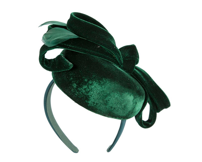 Green velvet pillbox winter fascinator - Hats From OZ