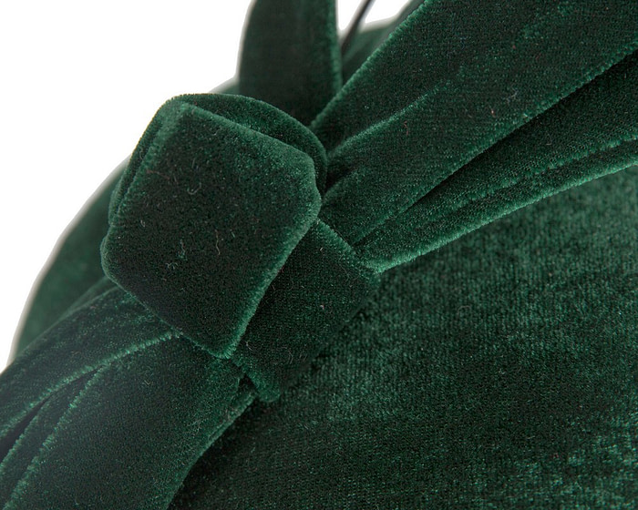 Green velvet pillbox winter fascinator - Hats From OZ