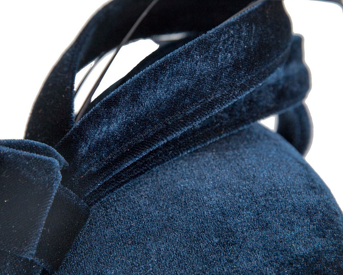 Navy velvet pillbox winter fascinator - Hats From OZ