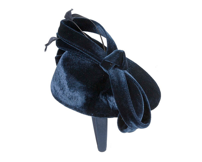 Navy velvet pillbox winter fascinator - Hats From OZ