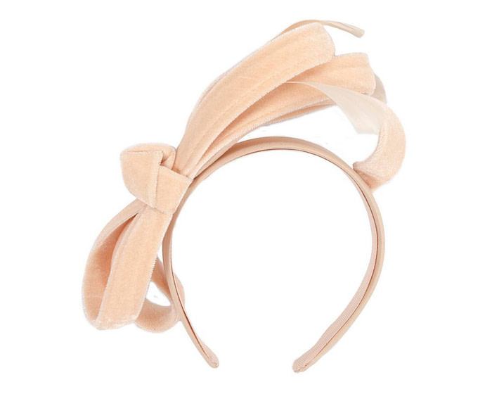 Nude velvet bow racing fascinator by Max Alexander - Hats From OZ