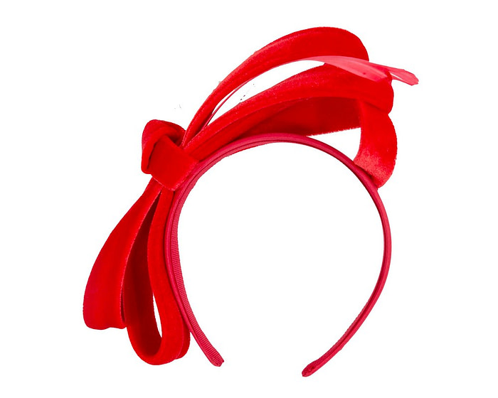 Red velvet bow racing fascinator by Max Alexander - Hats From OZ