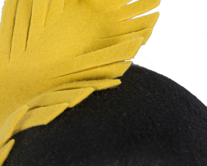 Bespoke black & yellow winter racing fascinator headband - Hats From OZ