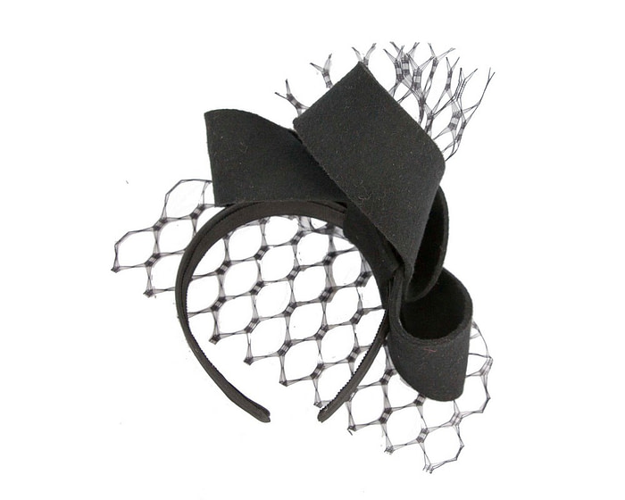 Black felt fascinator with face veil - Hats From OZ