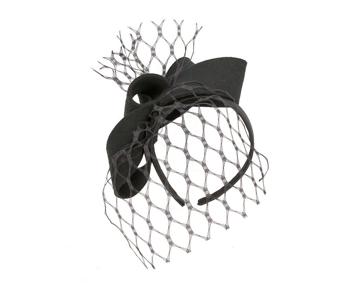 Black felt fascinator with face veil - Hats From OZ