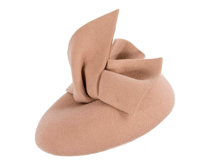 Beige felt winter racing pillbox fascinator - Hats From OZ