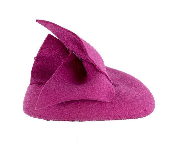 Fuchsia felt winter racing pillbox fascinator - Hats From OZ