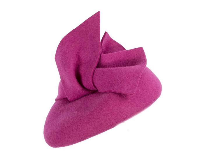 Fuchsia felt winter racing pillbox fascinator - Hats From OZ