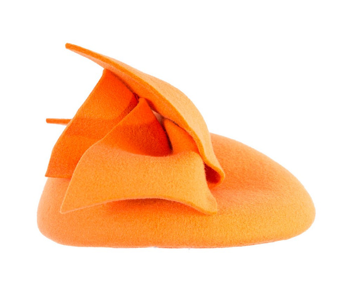 Orange felt winter racing pillbox fascinator - Hats From OZ