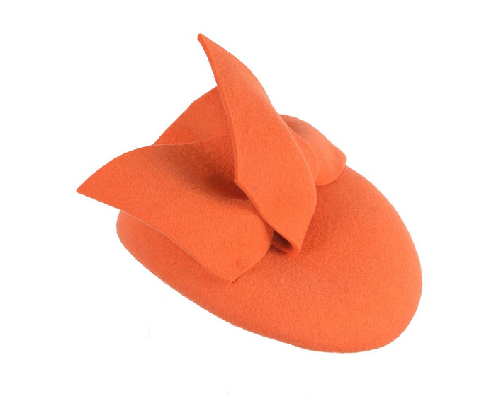 Orange felt winter racing pillbox fascinator - Hats From OZ