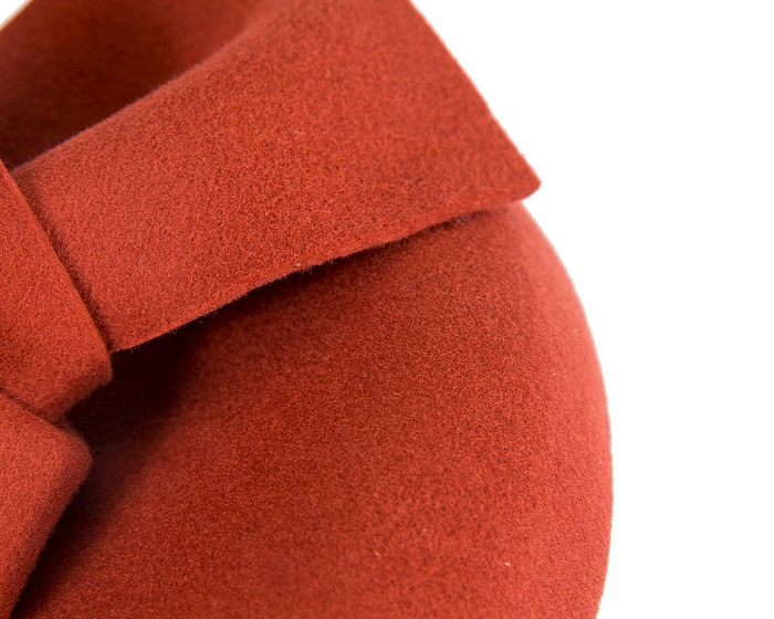 Rust orange felt winter racing pillbox fascinator - Hats From OZ