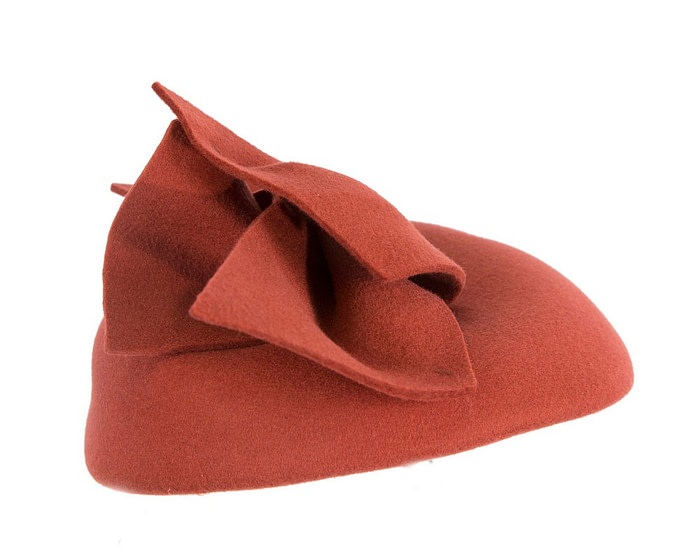 Rust orange felt winter racing pillbox fascinator - Hats From OZ