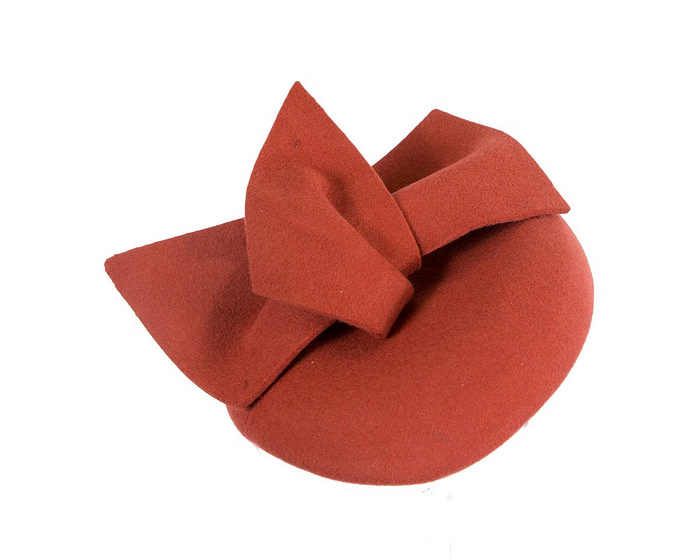 Rust orange felt winter racing pillbox fascinator - Hats From OZ