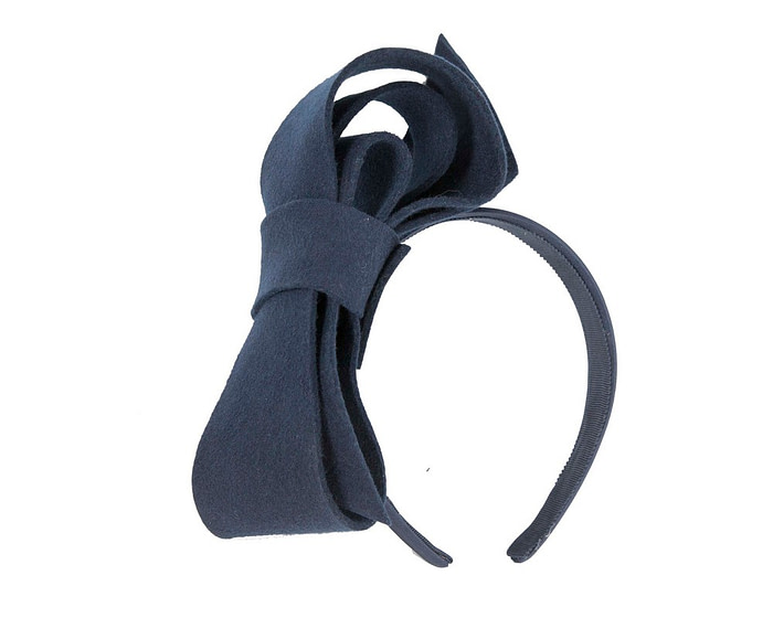 Navy felt bow fascinator by Max Alexander - Hats From OZ