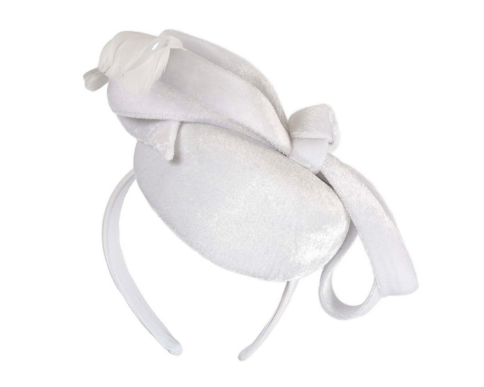 White velvet pillbox winter fascinator - Hats From OZ