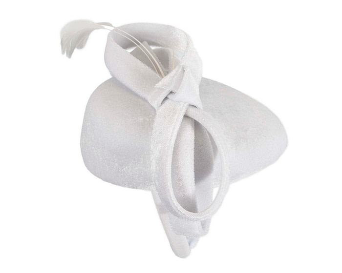 White velvet pillbox winter fascinator - Hats From OZ