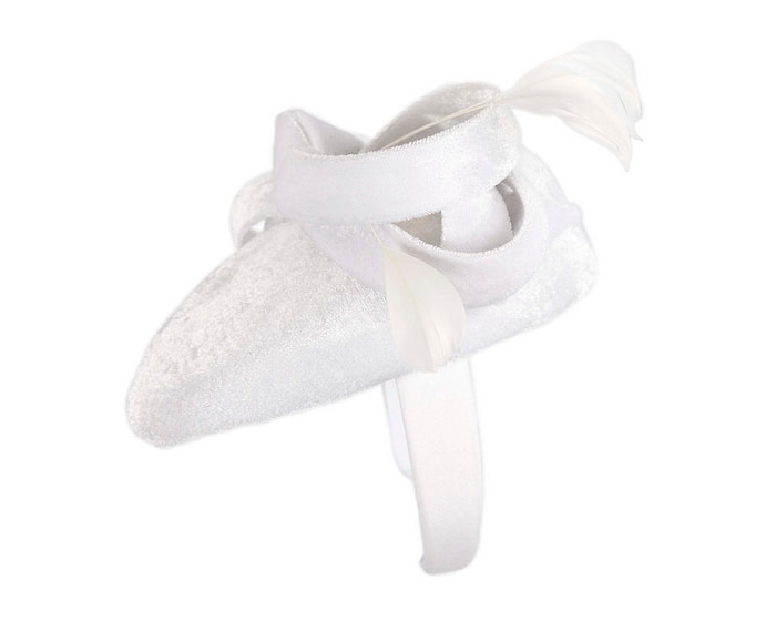 White velvet pillbox winter fascinator - Hats From OZ