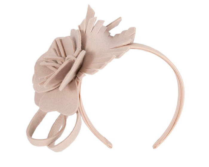 Sand felt flower winter fascinator by Max Alexander - Hats From OZ