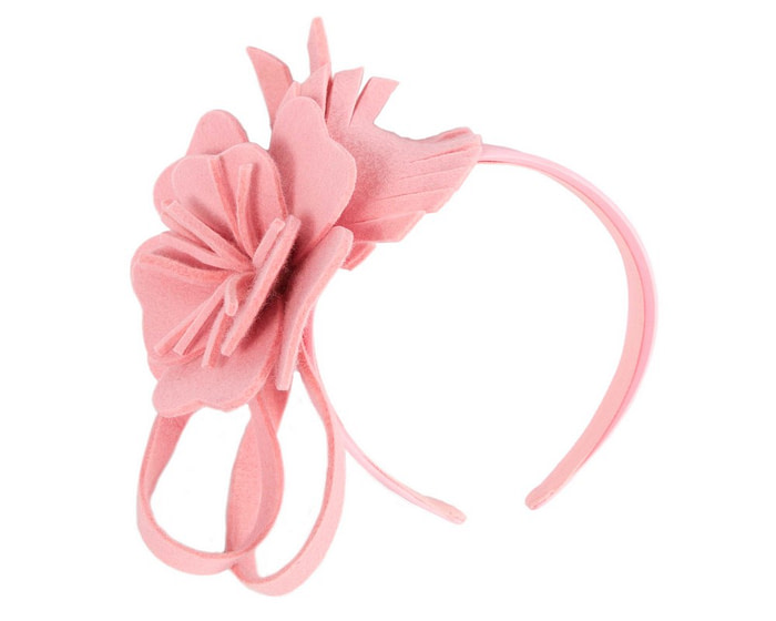 Pink felt flower winter fascinator by Max Alexander - Hats From OZ