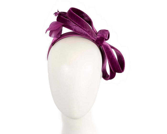 Purple velvet bow racing fascinator by Max Alexander - Hats From OZ