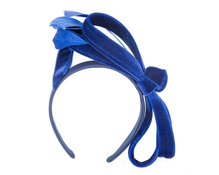 Royal blue velvet bow racing fascinator by Max Alexander - Hats From OZ