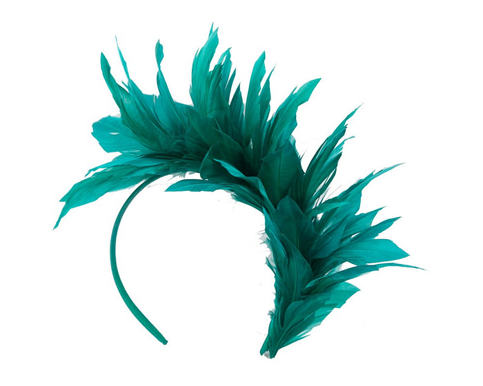 Teal feather fascinator headband by Max Alexander - Hats From OZ