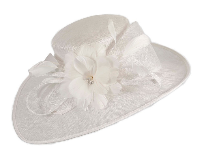 Wide brim white ladies fashion hat by Max Alexander - Hats From OZ