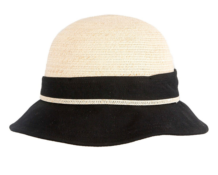 Black straw ladies summer beach hat - Hats From OZ