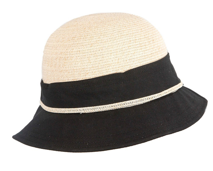 Black straw ladies summer beach hat - Hats From OZ