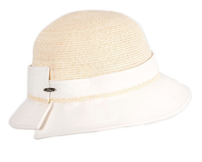 White straw ladies summer beach hat - Hats From OZ