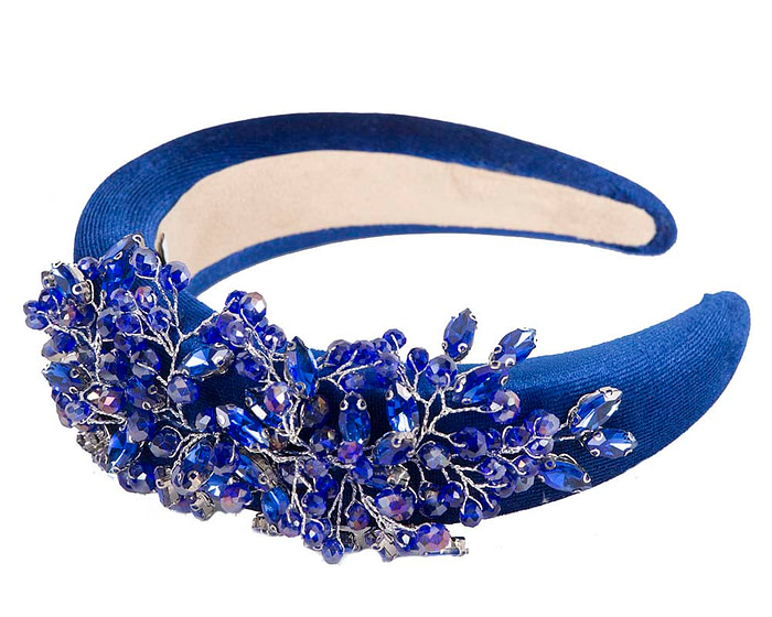 Royal Blue crystals fascinator headband by Cupids Millinery - Hats From OZ