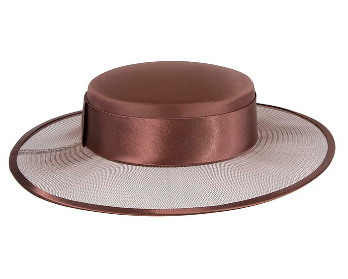 Chocolate designers boater hat - Hats From OZ