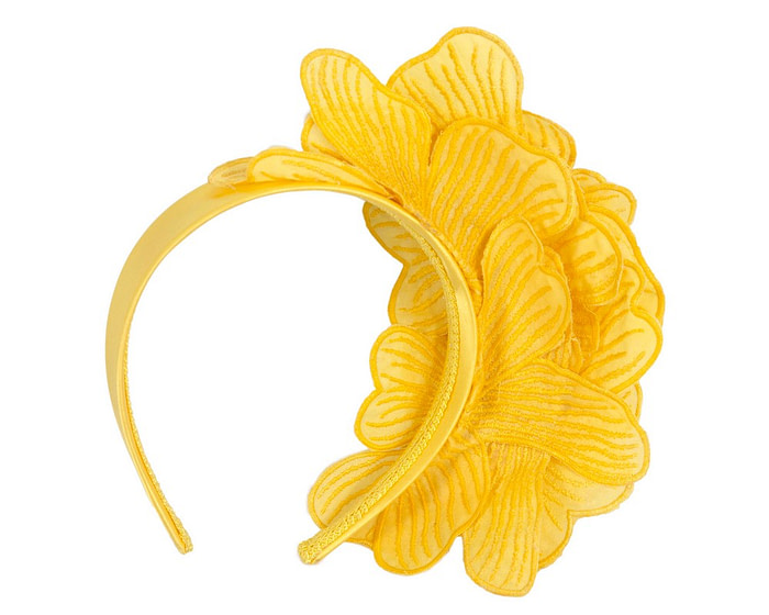 Yellow lace flower fasinator - Hats From OZ