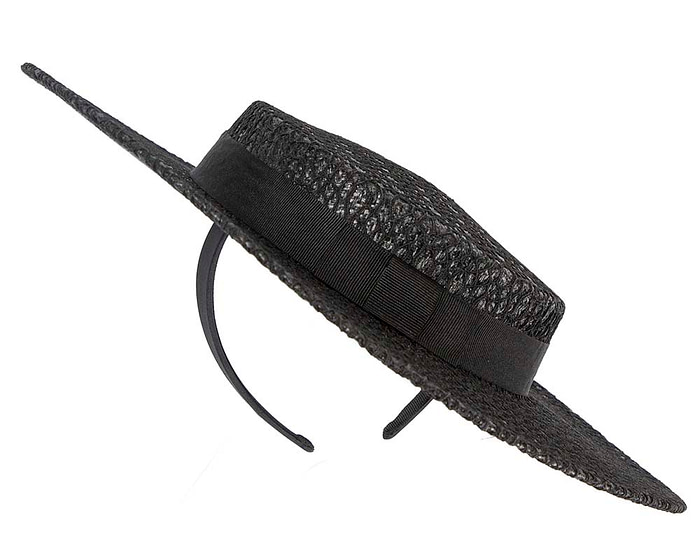 Black lace covered boater hat by Max Alexander - Hats From OZ